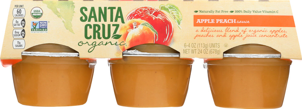 SANTA CRUZ: Applesauce Peach Pack of 6, 24 oz