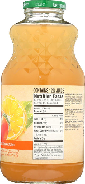 SANTA CRUZ: Organic Peach Lemonade, 32 fo