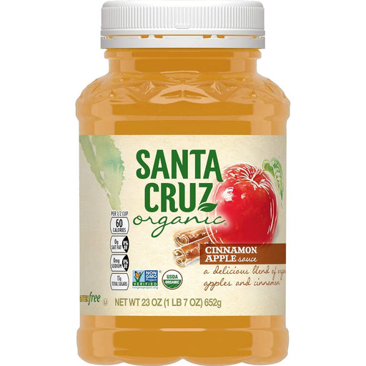 Santa Cruz Organic Cinnamon Apple Sauce takes apple sauce to a whole new level.USDA Organic apples are combined with a dash of cinnamon to create a smooth blend. Enjoy our apple sauce by the spoonful right out of the jar for that perfect snack or use as a substitute in your favorite baking recipe.