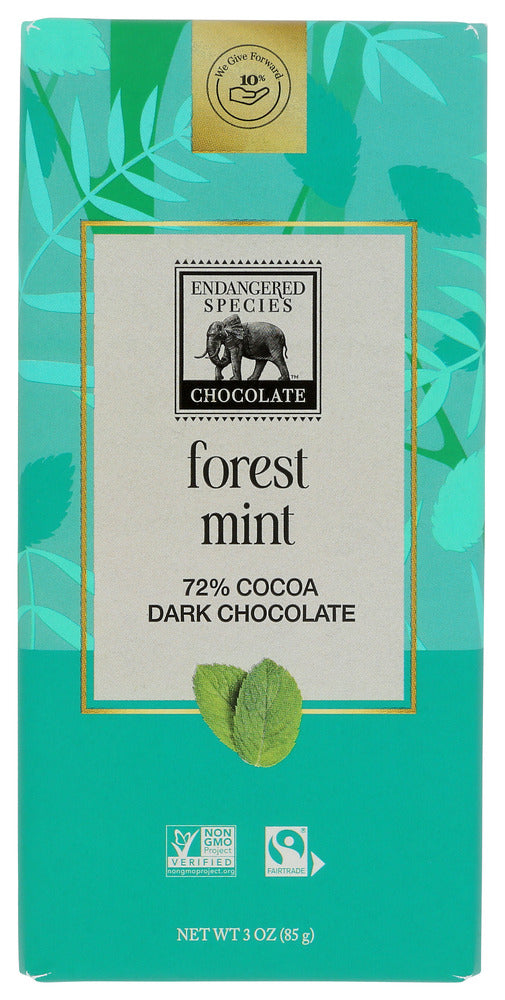 ENDANGERED SPECIES: Natural Dark Chocolate Bar with Forest Mint, 3 oz - No Brand For Less