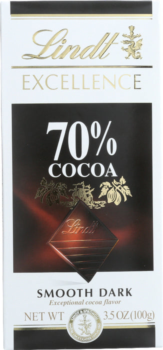 LINDT: Excellence 70% Cocoa Smooth Dark Chocolate Bar, 3.5 oz