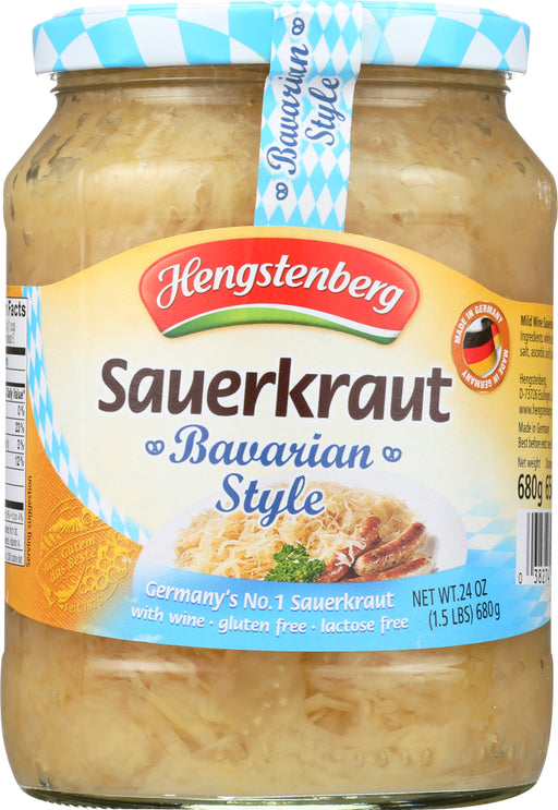 Hengstenberg Bavarian Style Sauerkraut with Wine, 24 Oz
Our Wine Sauerkraut is No. 1 in Germany and the most popular all over the world. The secret of our Sauerkraut is its mild flavor and the gentle processing of selected cabbage from local contract farming &ndash; 100%. Our mild wine sauerkraut is vegan, lactose-free and gluten-free, without the addition of preservatives. That's how the finest German food tastes!