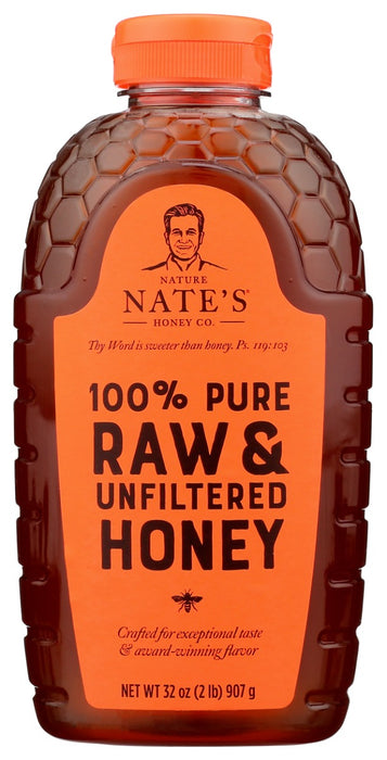 NATURE NATES: 100% Pure Raw And Unfiltered Honey, 32 oz