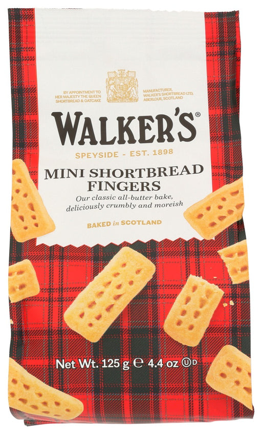 The same delicious Walkers taste, in a bitesize shape, perfect for ˜on the go' snacking. Twenty-four of Walkers' Mini Shortbread Fingers are packed into this handy 125g bag.