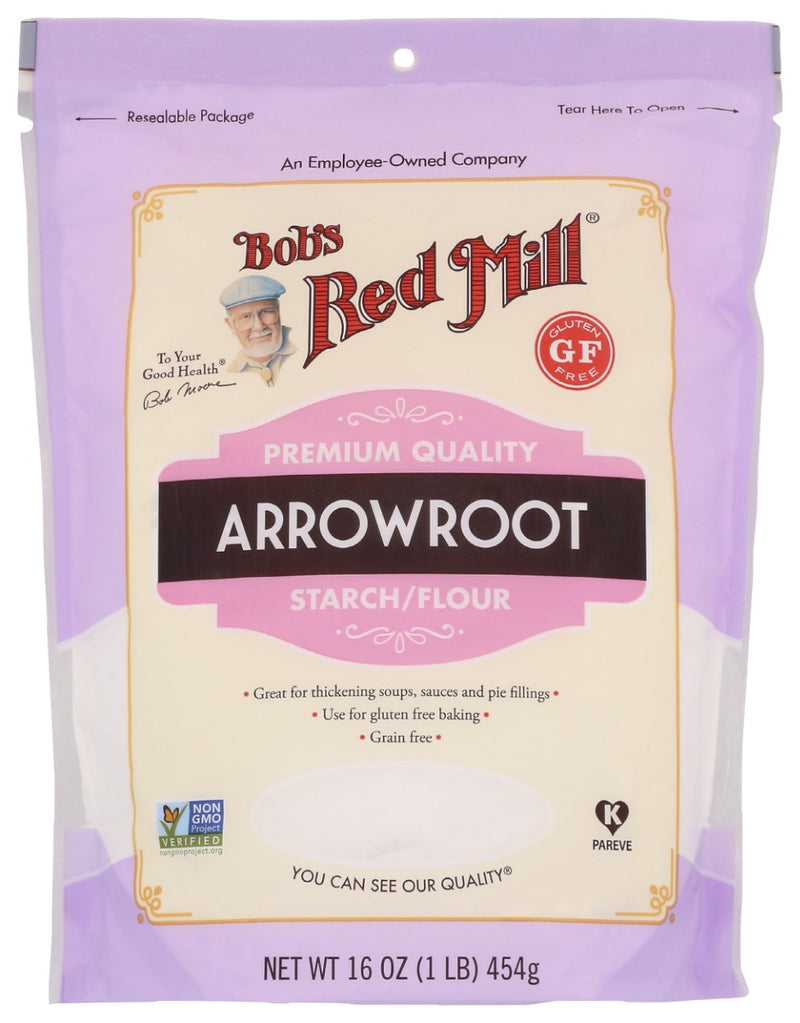 Arrowroot is an easily digested starch extracted from the roots of the arrowroot plant, Maranta arundinacea. It is gluten free and can be used as a direct substitute for cornstarch for folks with corn allergies. It has no flavor of its own, so can be used to thicken any sauce, soup, stew, or pudding. Use in gluten free baking for light, delicate textures.