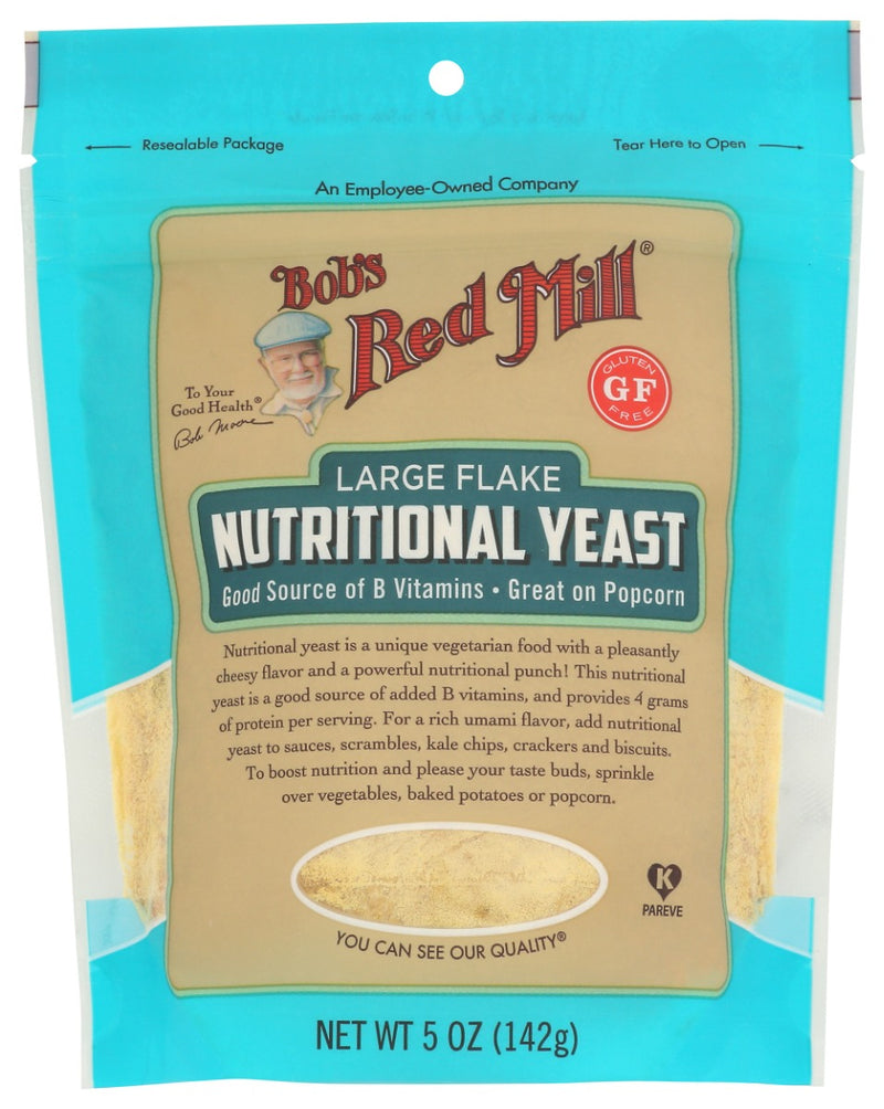 Nutritional yeast is a vegetarian dietary supplement with a pleasantly cheesy flavor. It is rich in vitamin B-12, and provides 6 grams of protein per serving. Add to sauces, scrambles, kale chips, crackers and biscuits, or sprinkle over vegetables, baked potatoes or popcorn.