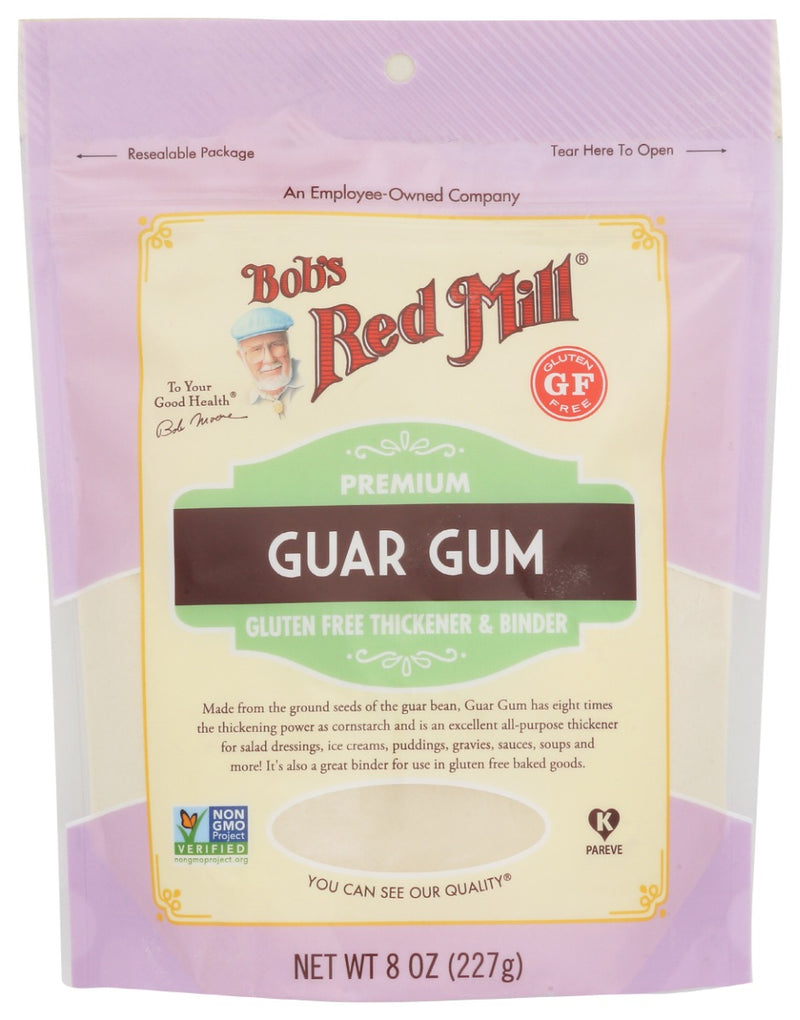 Guar Gum is a flour-like substance made from the seed of a plant native to Southeast Asia. Use small amounts as a thickener and emulsifier for sauces and dressings, or as a binder and volume enhancer for baked goods. It is a popular ingredient for gluten free scratch baking.