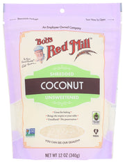Bob's Red Mill Shredded Coconut is unsweetened and unsulfured, making it ideal for baked goods, granola and more. It's also a good source of fiber! Rich in flavor with no preservatives, this coconut is perfect for traditional favorites like coconut macaroons and carrot cake muffins. Use it to create a luscious German chocolate cake or sprinkle it over a lemon meringue pie for additional visual interest (and deliciousness).