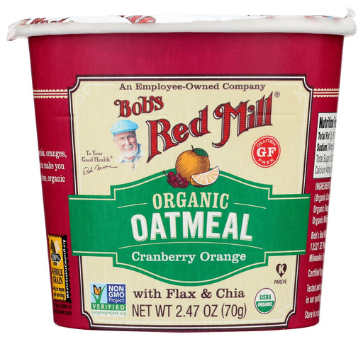 This delicious blend of whole grain rolled and stone-ground oats, nutritious seeds, nuts and fruits tastes like cranberry orange cookies in a cup.  Brighten your day with our single-serving Organic Cranberry Orange Oatmeal Cup.