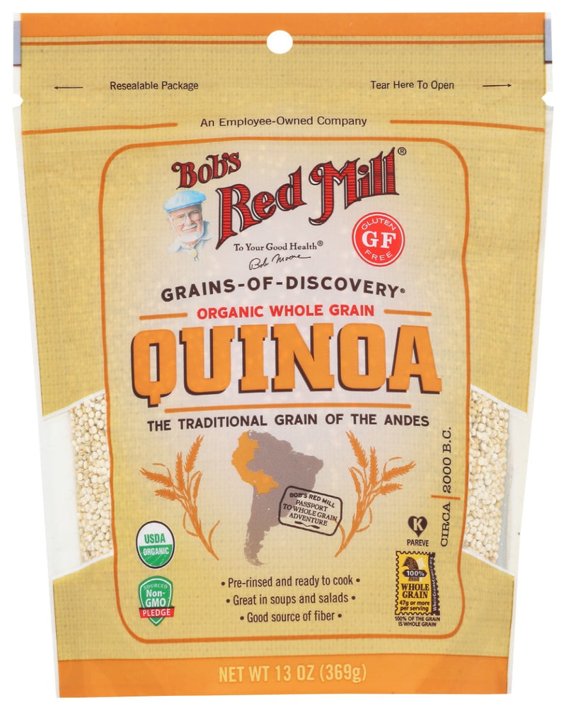 Organic Quinoa Grain is one of our favorite ancient grains, honored as a sacred crop by the ancient Incas. Whole grain gluten free quinoa has a nutty flavor and is delicious in pilafs, salads, soups and stir fries. It's also a good source of iron and offers high-quality protein.