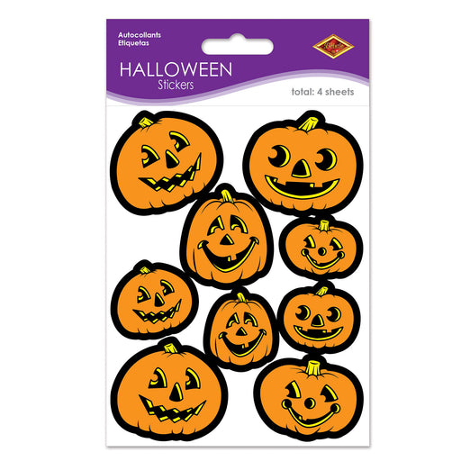 Jack-O-Lantern Stickers – 4¾" x 7½" – (4 Shs/Pkg) by Beistle for Halloween Stickers