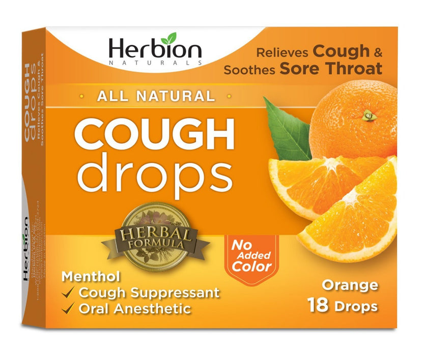 HERBION NATURALS: Cough Drops Orange, 18 pc