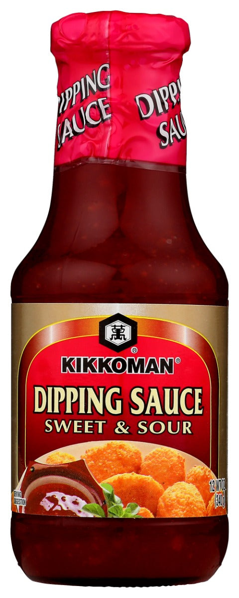 Blended from pineapple concentrate, vinegar, natural sweeteners and flavorings, Kikkoman Dipping Sauce, Sweet &amp; Sour is an ideal dipping sauce for all kinds of foods”from egg rolls to chicken nuggets and breaded fish sticks. Its vibrant red color makes it a striking complement to prepared appetizers, and your customers will appreciate its pour-and-serve convenience.
