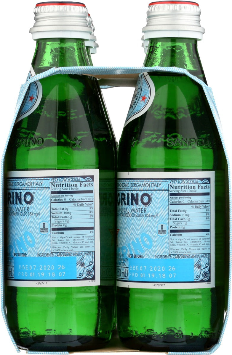 SAN PELLEGRINO: Sparkling Natural Mineral Water Glass Bottles 6Pk, 50.7 fo