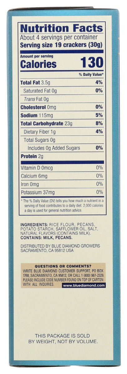 BLUE DIAMOND: Pecan Nut-Thins Nut & Rice Cracker Snacks, 4.25 oz