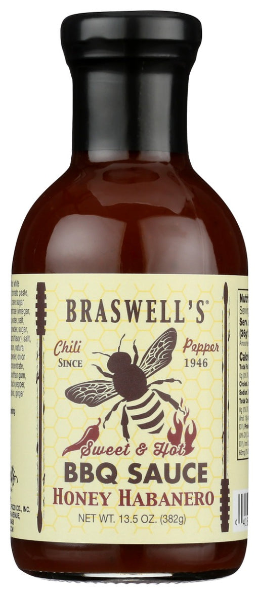 Braswell's Sweet & Hot Honey Habanero BBQ Sauce Features a blend of seasonings and a touch of honey that delivers bold flavor in every drop. Use this spicy sauce on ribs, pork chops, or chicken before grilling, or use it as a dipping sauce for chicken fingers or fried shrimp. Makes a great addition to your condiment collection, giving you a tasty way to top burgers and hot dogs at your next backyard barbecue.