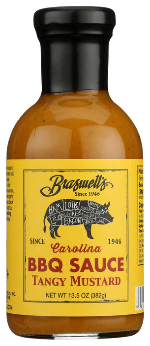 BRASWELL: Sauce BBQ Tangy Mustard, 13.5 oz