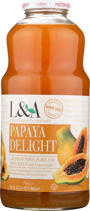 L & A JUICE: Papaya Delight, 32 oz