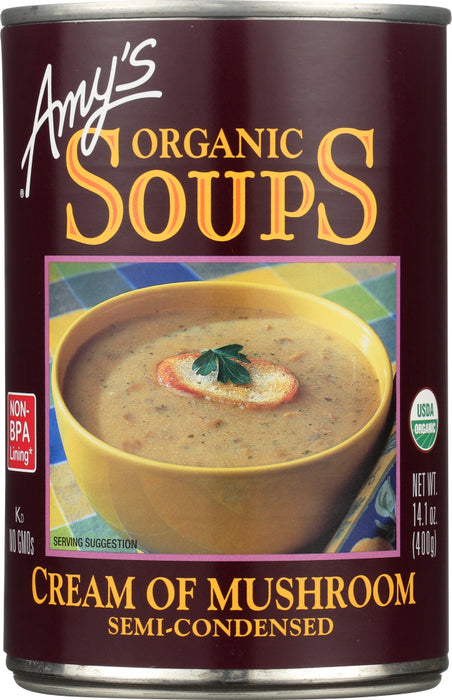 AMY'S: Organic Cream of Mushroom Soup Semi Condensed, 14.1 oz