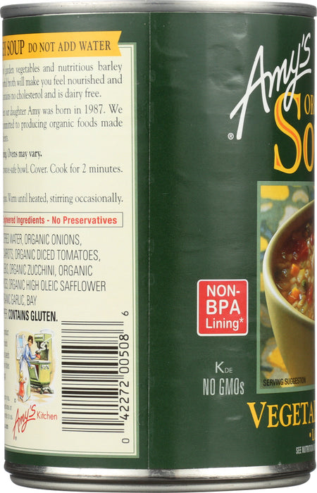 AMY'S: Organic Low Fat Vegetable Barley Soup, 14.1 oz