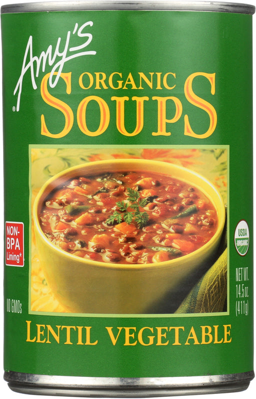 This hearty, lentil-based soup gets even more robust flavor from veggies, like sweet organic carrots, vine-ripened tomatoes, and tender green beans.