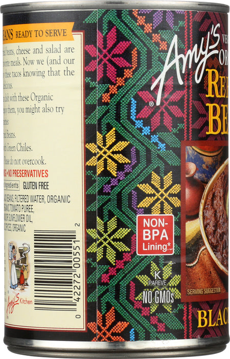 AMYS: Organic Vegetarian Refried Black Beans, 15.4 oz
