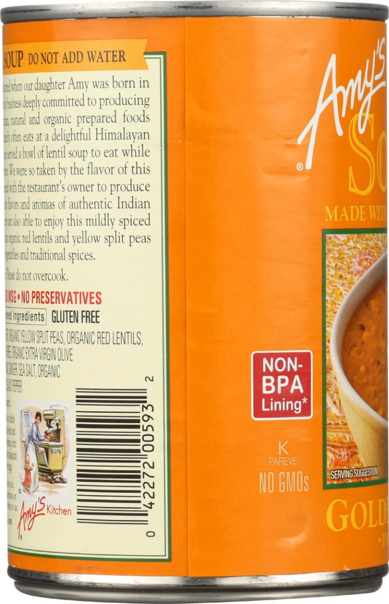 AMY'S: Golden Lentil Soup Indian Dal, 14.4 oz