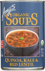 Packed with plant power from organic red lentils, kale, quinoa and veggies, this soup is so hearty that it's almost stew. It's also gluten free, vegan and amazingly delicious. Gluten free/dairy free/lactose free/soy free/corn free/tree nut free/vegan/kosher/plant based