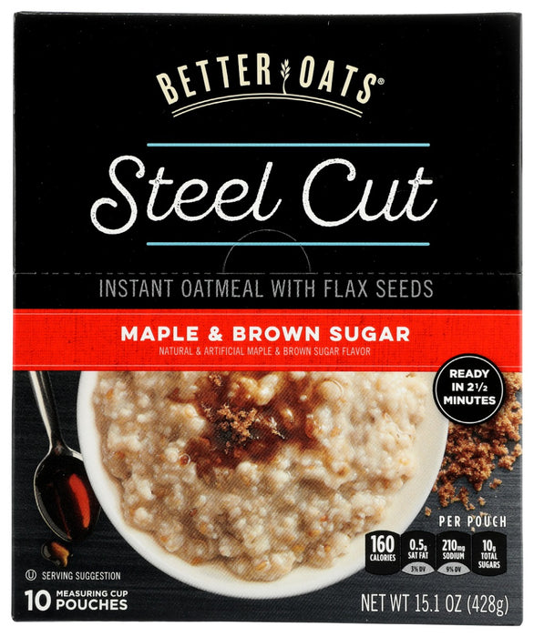 Steel cut oats sweetened with the rich flavors of maple and brown sugar.