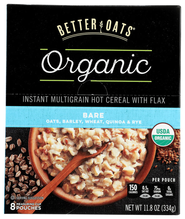 Classic oats that can be enjoyed plain or with your favorite combination of fruit and nuts. Certified USDA Organic Five whole grains 40 grams per serving Good Source of ALA Omega3t Thick cut oats for a hearty texture Good source of Fiber Naturally trans fat and cholesterol free.