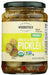 Woodstock's Organic Bread and Butter pickle chips have the perfect balance of salty and sweet! Marinated with red bell peppers and onion, these pickles are a flavorful and fun choice for your next burger or sandwich.