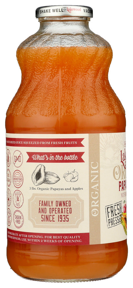 LAKEWOOD ORGANIC: Papaya 100% Juice Blend, 32 oz
