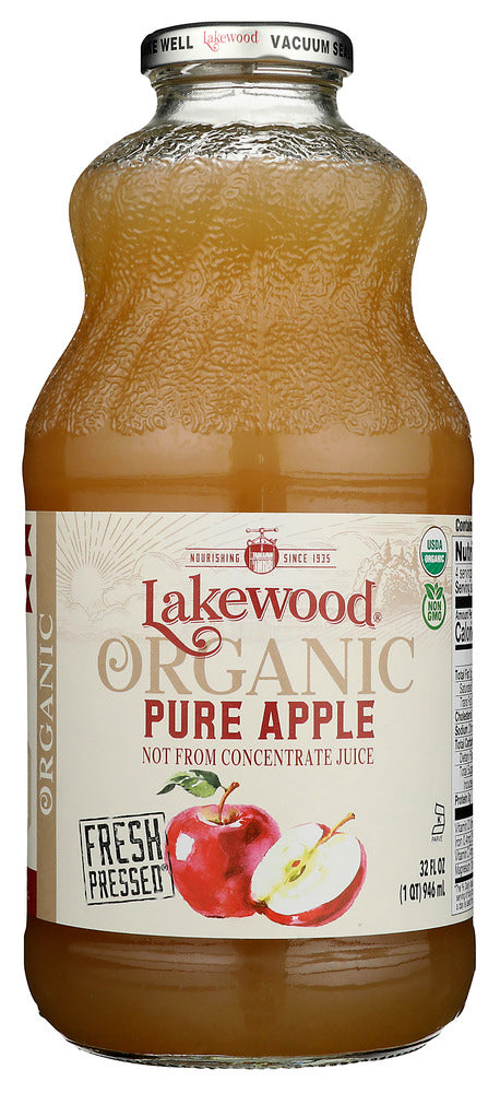Juice Pressed from Fresh Apples
Independently Certified by QCS- Grown and harvested in accordance with the National Organic Program.  No synthetically compounded fertilizers, pesticides, herbicides or growth regulators. All Lakewood Juices are Pressed, Pasteurized, Bottled, and Vacuum Safety Sealed in Certified Organic Facilities.