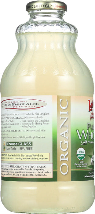 LAKEWOOD: Organic Fresh Pressed Pure Aloe Whole Leaf Juice, 32 oz