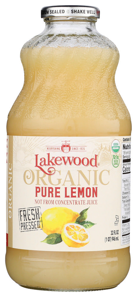 This is a natural, full strength, organic pure lemon juice. This is NOT a diluted product.
Infuse your recipes with the crisp, invigorating taste of Lakewood Organic Pure Lemon Juice. Extracted from fresh, organically grown lemons, our juice brings a splash of Mediterranean freshness to your kitchen. Whether you're whipping up gourmet dishes, crafting refreshing drinks, or adding a touch of zest to your marinades, Lakewood Lemon Juice is a versatile and essential ingredient.