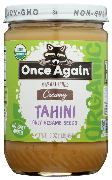 Certified organic sesame seeds are lightly roasted and milled to make Organic Sesame Tahini. Oil separation occurs naturally. To prevent, stir and refrigerate or freeze. This is a gluten free product.