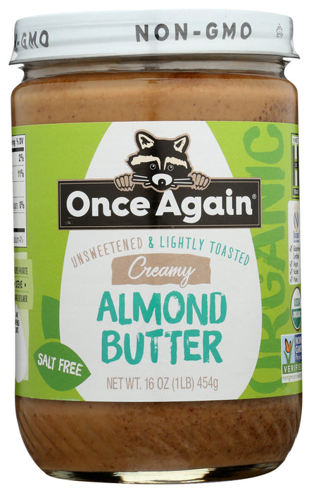 Once Again Nut Butter uses only the finest organic almonds available. Lightly Toasted Organic Unblanched Almonds are milled smooth to create our Lightly Toasted Almond Butter. This is a gluten free product.