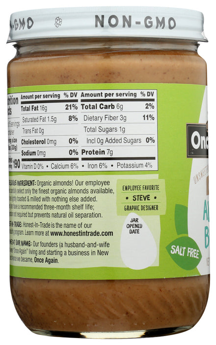 ONCE AGAIN: Organic Almond Butter Lightly Toasted Creamy, 16 oz