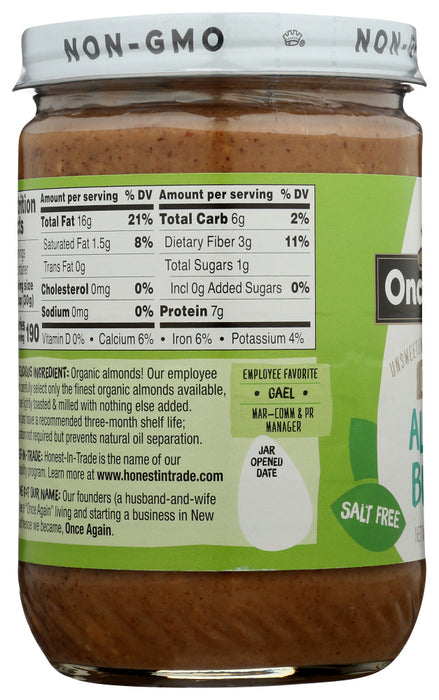 ONCE AGAIN: Nut Butter Almond Crunchy Raw, 16 oz