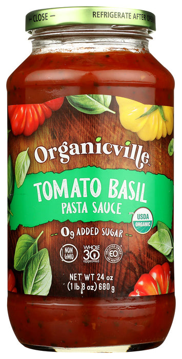 ORGANICVILLE: Sauce Pasta Tmo Basil, 24 oz