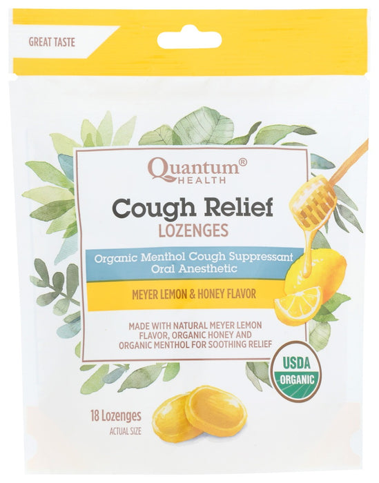 Our Cough Relief lozenges are made of the highest quality ingredients, including organic honey, natural Meyer lemon flavor, and active ingredient organic menthol, which provides soothing relief for when a cough or sore throat is getting you down.