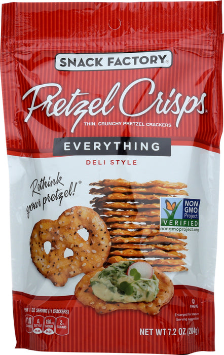SNACK FACTORY: Pretzel Crisps Deli Style Everything, 7.2 oz