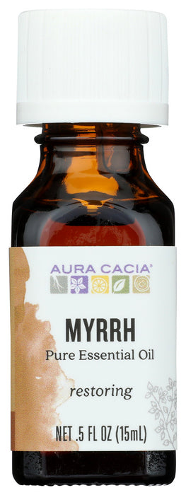 The spicy, earthy aroma of myrrh has been used as incense for almost 4,000 years. A blend of myrrh essential oil and jojoba oil is an effective application for dry, dull or aged skin. - 0.5 fl. oz.

