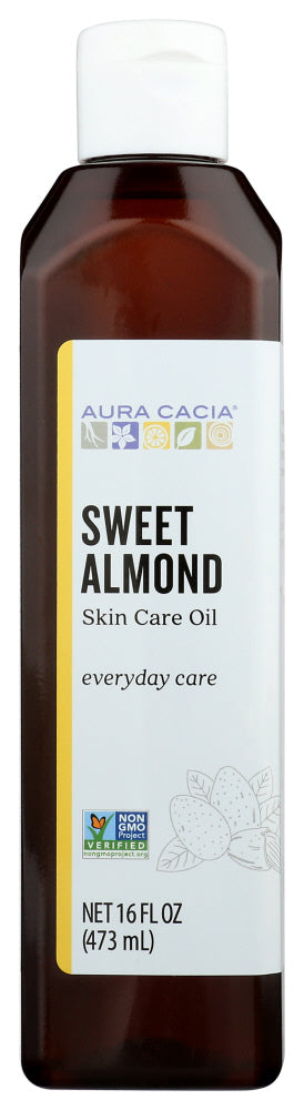Directions: Use as desired for massage or skin care. Combine 1 to 2 drops of Aura Cacia essential oils per teaspoon of skin care oil for added benefits. Store tightly closed in a cool, dry place.
Safety Notes: CAUTION: FOR EXTERNAL USE ONLY.
Product Notes: Sweet almond oil has a rich, skin-nurturing consistency that provides a nice glide during massage. It is excellent for bath and after-shower applications, and general skin care. The oil is expressed from almonds.