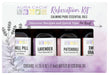 This kit helps you explore the power of Aura Cacia pure essential oils for relaxation. It includes 1 (.25 fl. oz.) bottle each of relaxing lavender, balancing patchouli and refreshing sweet orange essential oils and our calming Chill Pill blend, along with a learning guide with recipes, dilution information and quick-use tips.