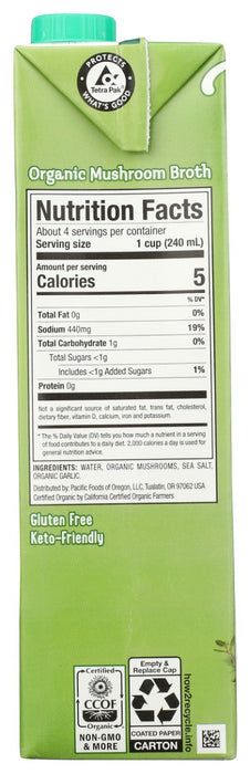 PACIFIC FOODS: Organic Mushroom Broth, 32 oz