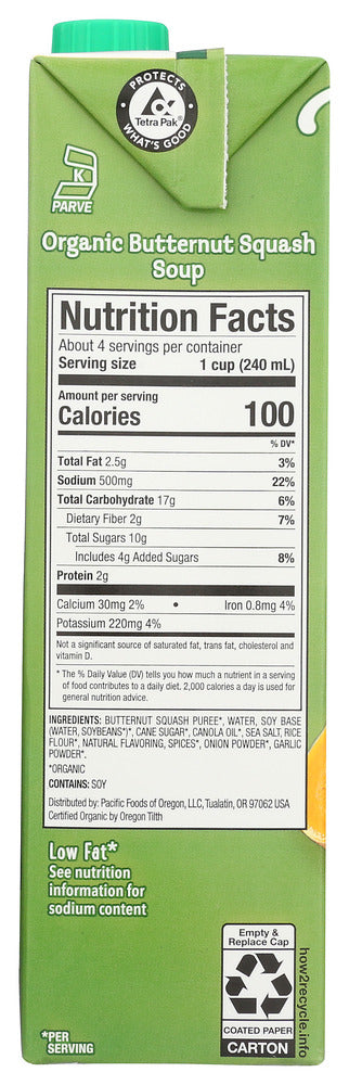 PACIFIC FOODS: Organic Creamy Butternut Squash Soup, 32 oz