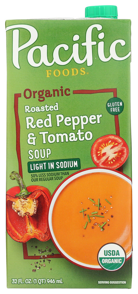 Organic Roasted Red Pepper &amp; Tomato Soup Light in Sodium
Grown in the sun and harvested at peak flavor, our favorite red peppers are slow roasted to bring out their natural sweetness. Vine-ripened tomatoes, organic milk, and a warm blend of spices round out the flavor for a soup that tastes like summer.