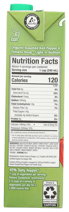 PACIFIC FOODS: Organic Soup Roasted Red Pepper and Tomato Light in Sodium, 32 oz