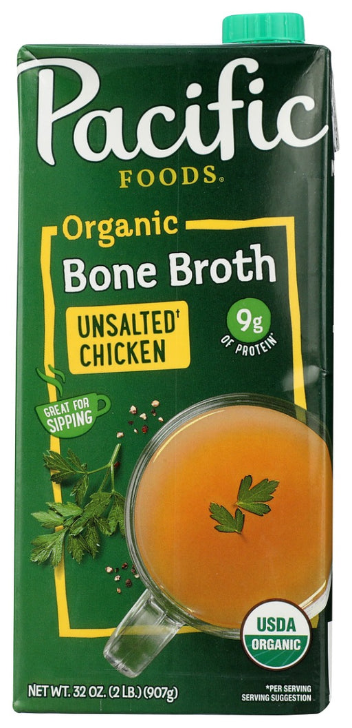 Bone broth is a delicious, satisfying addition to your everyday routine. Pour, heat and sip warm by the cup or enhance flavor of recipes that call for water or broth. Slow-simmer organic chicken bones with onion, apple cider vinegar and rosemary for a savory bone broth full of naturally occurring collagen without high sodium.